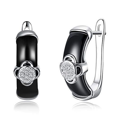 Boucles d'oreilles céramique Sterling 925 fleur pour mariage et fêtes