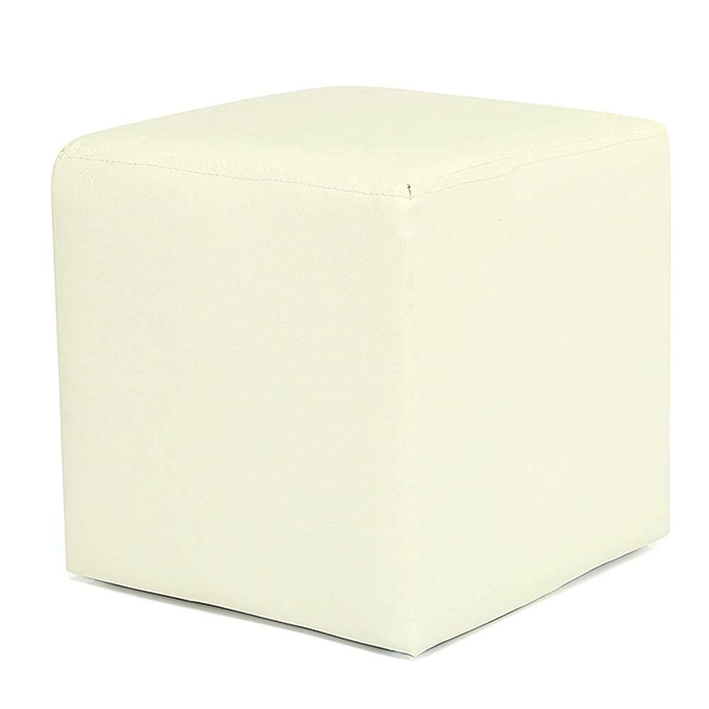 Pouf carré blanc 27x27cm en simili cuir pour salon moderne