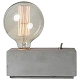 Puristisches Loft-Design Design-Tischleuchte Tischlampe Beton-Quader als Fuß mit Metall-Schalter