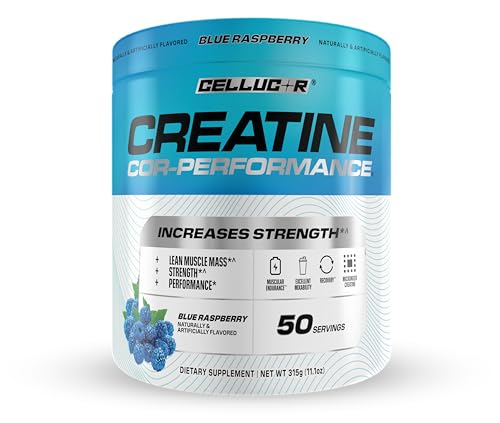 Image of Cellucor Creatine Powder, Blue Raspberry Flavor - Increases Strength, Lean Muscle Mass & Endurance, Micronized Creatine for Fast Absorption, 5g Creatine per Serving, 50 Servings