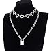 Suyi Choker Necklace - Simple Geometric Circle Choker Statement Clavicle Necklace for Women Necklace Jewerly Silver Heart Lock Set1