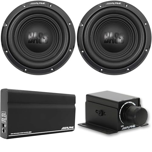 Alpine (2) W10S4 10-Inch Bass Subwoofer w/KTA-200M Mono Amplifier & Rux-Knob Bundle