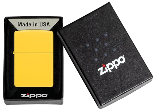 Image of Zippo 46019 Reg Sunflower Yellow Matte Model Windproof Pocket Fuel Refillable Lighter, BIS Certified