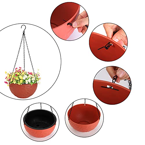 Foraineam 10.2 Inch Dual-Pots Design Hanging Planters, Self-Watering Indoor Outdoor Hanging Flower Basket Plant Pot With Drainer And Hanging Chain #TOP1