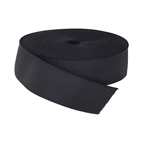 WedDecor Flat Elastic Band Heavy Stretch Elastic Band for Sewing Crafts Accessories, Webbing Garment, Fabric, Dressmaking, 32mm Wide, 1 metre Long, Black Cover