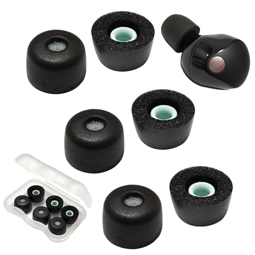 Image of Luckvan Memory Foam Tips for Sony WF-1000XM5 Earbuds Tips for WF-1000XM5 WF-1000XM4 fit in Case with Cotton Filter, 3 Pairs Black Large