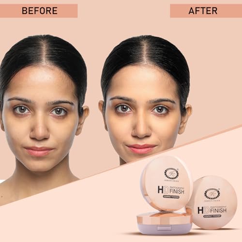 Image of Fashion Colour HD Photography Finish 2 -IN- 1 Compact Powder with Powder Puff | Silky Texture | Ultra-Fine Formula | Blurring Imperfections | Combatting Shine | All-day Long | ( 002, 20g)