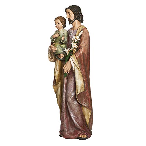 Figura San José y Niño Jesús 36.75 pulg Resina y Piedra miniatura 2