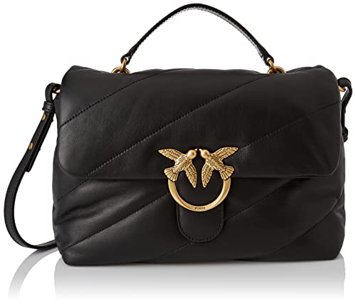 borsa Pinko Love Classic Puff Maxi Quilt H, Borsa Donna, Z99Q_Nero-Antique Gold, U