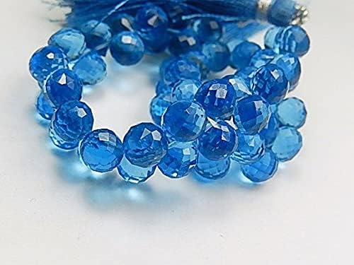 Quartz hydro bleu perle briolette oignon 7mm facettée gemme création