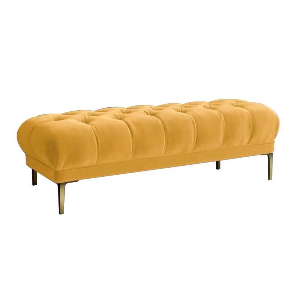 Taburete de cama para el dormitorio解决falta de espacio banco otomano largo amarillo