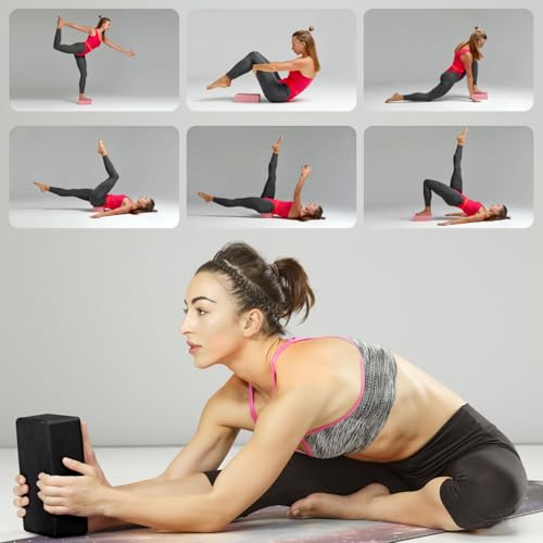 Image of Yoga Blocks 2 Pack, 9x6x3in Pilates Block, Non-Slip Foam Brick for Exercise