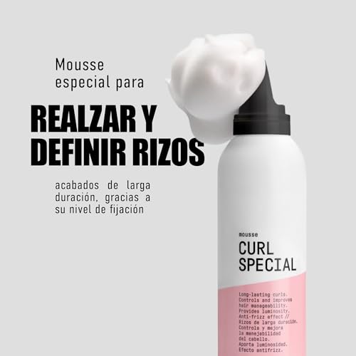 GLOSSCO PROFESSIONAL - Espuma Rizos Curl Special Mousse, 300 ml, Fijación Nivel 4, Define y Moldea Rizos y Ondas, Aporta Brillo, Controla el Frizz, Acabado Natural y Flexible, Volumen Duradero - imagen 2