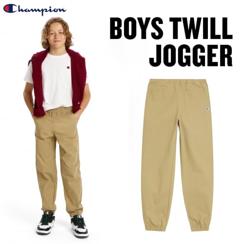 Champion Boys Regular Fit School Uniform Twill Jogger Pants Khaki - image 3