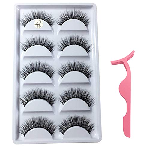 False Eyelashes Extensions 5 Pairs Long Lashes Strip for Women's Makeup Handmade Reusable Cruelty-Free 3D Fake Eyelash