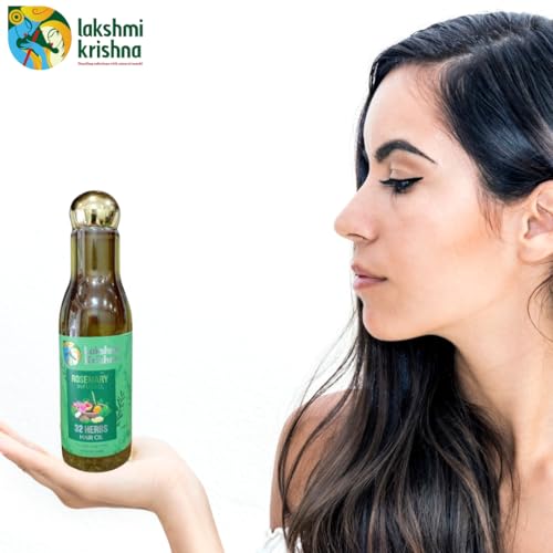 Image of LAKSHMI KRISHNA NATURALS 32 Herbs Hair growth Oil | Natural Oil Blend for Stronger, Thicker Hair | Promotes Hair Growth & Reduces Hair Fall | Enriched with Ayurvedic Herbs inch