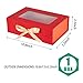 PLINJOY Red Gift Box for Presents with Ribbon 10.8x7.5x3.5 Inches Clear Gift Box with Window Magnetic Closure Gift Boxes with Lids