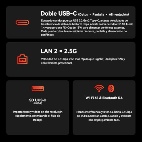 Miniatura 5 de Geekom A7 Max Mini Pc Ai Edición 2026 Con Amd Ryzen 9 7940hs, 16gb Ddr5 No Lpddr Y 1tb Ssd Ampliable , Mini Ordenador Para Creación, Gráficos Radeon 780m 4 Modos Soporte Premium Usb4 8k Lector Sd
