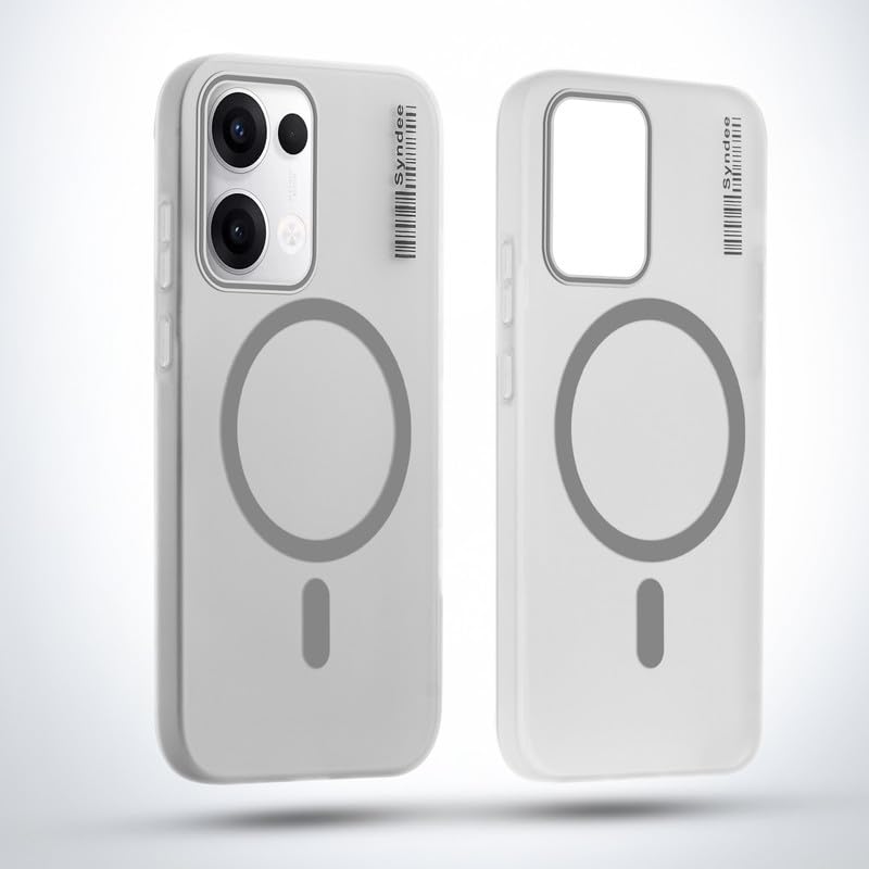 Image of Mr. Case Back Cover for Oppo Reno 13 5G Elegant Frosted White Translucent Back | Only Compatible with Wireless Magnetic Accessories | Anti-Scratch Shockproof Phone Case - Grey