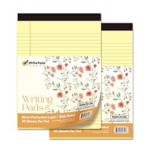 KAISA Flower Cover Legal Pads 8.5x11 Notepads Writing Pads، وسادات ملاحظات متميزة ذات مسطرة عريضة، ورق ثقيل 20 رطلاً، 50 ورقة Canary 2 Pads، مصنوعة في الولايات المتحدة الأمريكية