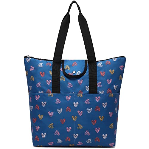 Bolso Tote Grande Impermeable para Mujer Azul miniatura 4