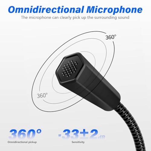 Image of ZORBES Desktop Condenser Gooseneck Microphone, USB Desktop Gaming Microphone with Swith, 360 Sound Pickup, Flexible Arm, Recording Mic Compatible with 3.5mm Earphone, Real-time Earphone Monitoring