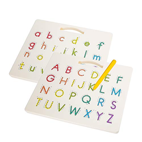 Magnetische Tafel mit Stift zum Zeichnen, Magnetisches 2 in 1 Alphabet Diagrammtafel – Set für Pädagogische Buchstaben, lesen, schreiben, Lernen Vorschule Geschenk für Kind Jungen und Mädchen