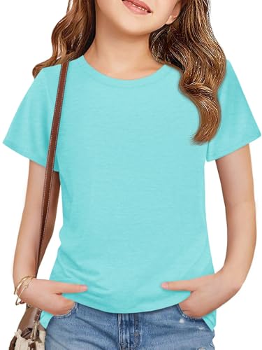 Image of Imily Bela Girls Summer Crewneck T Shirts 5-14 Years | Kids, Casual, Short Sleeve, Loose Basic Tee Tops, Versatile Everyday Wear, Sports, school, party & outdoor activities