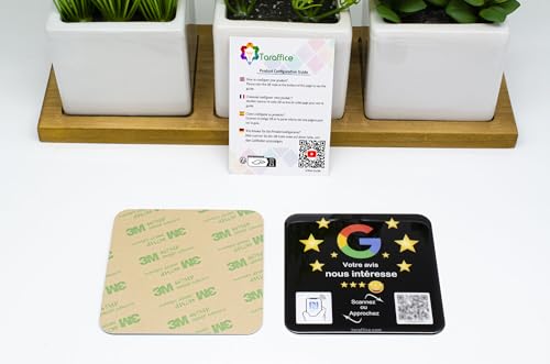 Taraffice NFC-Platte Google-Bewertungen | Kompatibel mit iPhone und Android | Für Unternehmen, Unternehmen, Geschäfte, Restaurants | 10x10cm (Schwarz)
