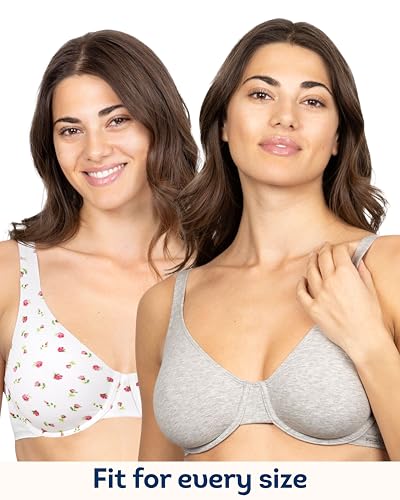 Image of Fruit of the Loom Women's Unlined Underwire Bra - Cotton & Spandex Blend for Natural Shape and Flexibility