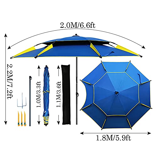 Parasol pour pique-nique et piscine grand format 2,2 m double couche - 4
