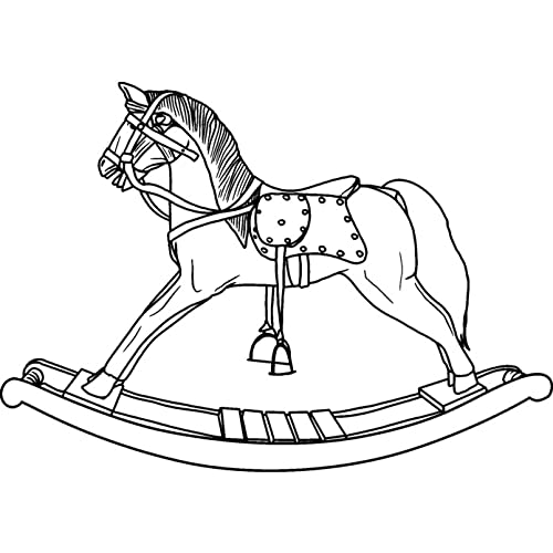 'Rocking Horse' Rubber Stamp - Unmounted Design for Crafting & Scrapbooking, A7 (RS00041944)