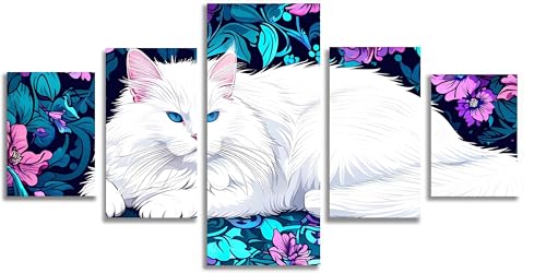 Broderie diamant chat blanc 5D kit complet à offrir pour passionnés de loisirs créatifs