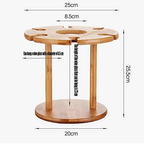 Soporte de vino de bambú para mesa, 1 botella y 6 copas miniatura 2