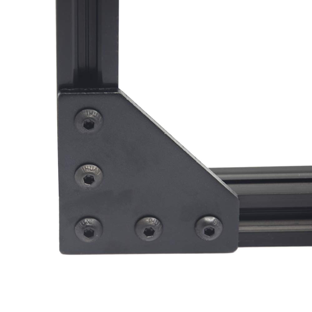 Iverntech 8Pcs Black Connector L Shape Corner Bracket Outside Joint Board Plate with 40Pcs M5 T-Nuts+40Pcs M5 Screws +1Pcs Wrench for Standard 6mm Slot 2020 Series Aluminum Extrusion Profile
