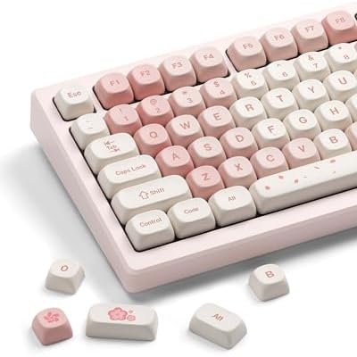 XVX Keycaps - Pink Cute PBT Keycaps, MOA Profile Key caps 60 65 75 100 Percent, Dye-Sublimation, Custom 142 Keys Set for 100%, 75%, 65%, 60% Mechanical Keyboard