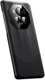 for Honor Magic 6 Pro/Honor Magic6 Pro Case, Luxury Leather & Metal Hybrid Cover - Genuine Matte Leather Back with Plated Frame, Camera Protection (Black)