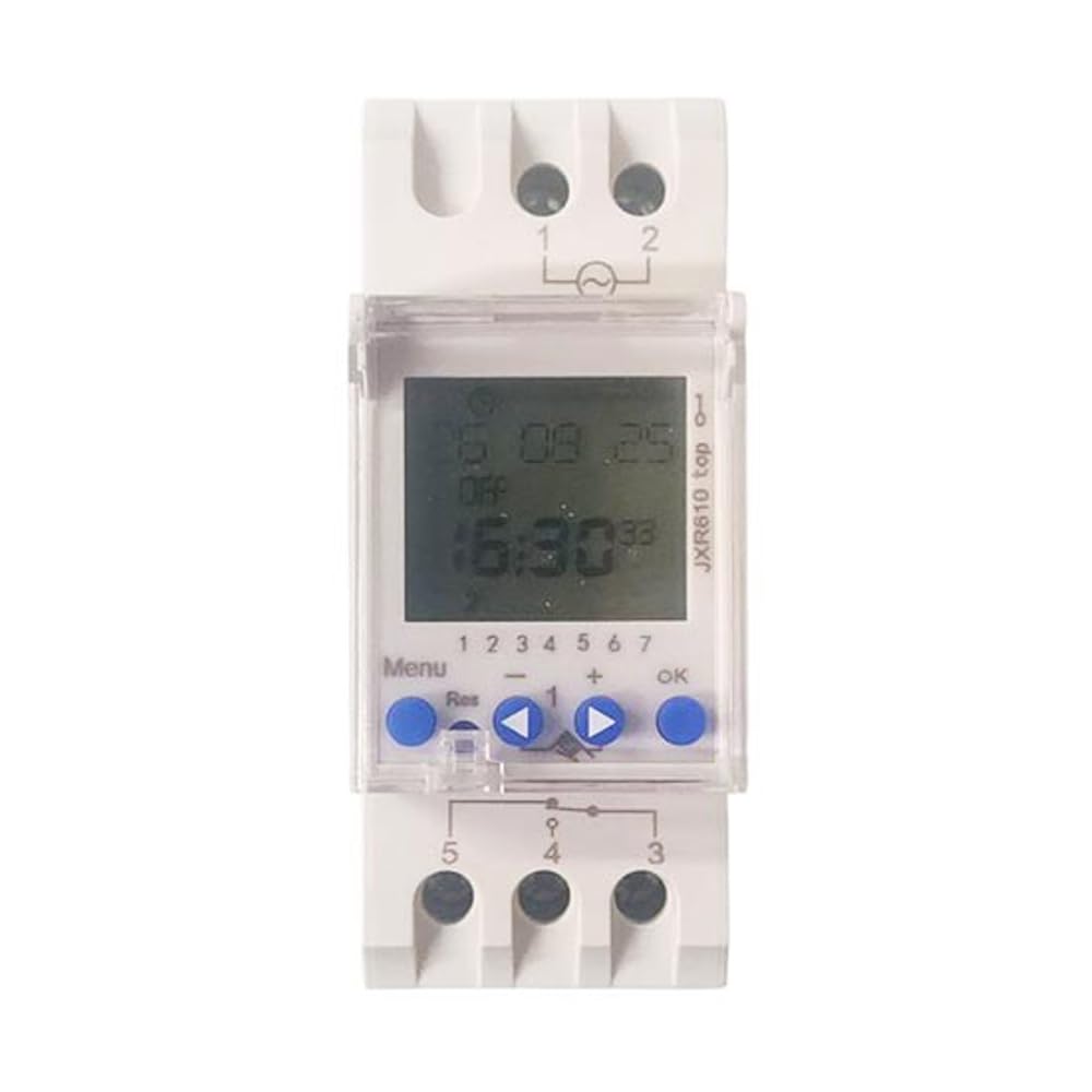 Interruttore Astronomico Digitale DIN, Timer LCD Settimanale, 16A 230V,Montaggio su Guida DIN per Illuminazione Automatica, 1 canale e 2 canali (1 canale)