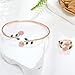MALOYANVE Valentine's Day Rose Bracelet Ring Set for Women Dainty Fashion Rose Flower Green Leaf Open Cuff Adjustable Bracelets Ring Flower Promise Jewelry Elegant Jewelry Gifts (Rose Gold)
