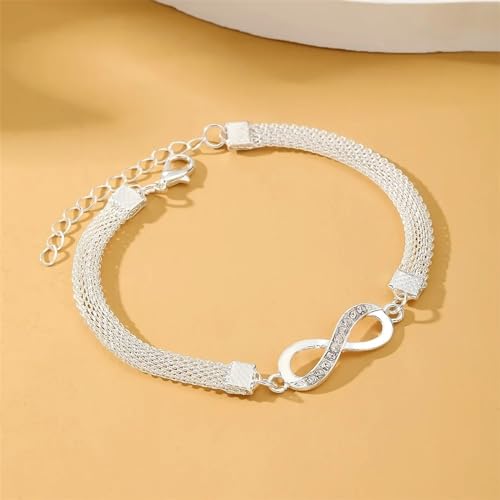Image of Fesciory Silver Ankle Bracelets for Women, Adjustable Rhinestone Pendant Tennis Anklet, Butterfly Heart Infinite Diamond Summer Beach Foot Chain Jewelry Gifts