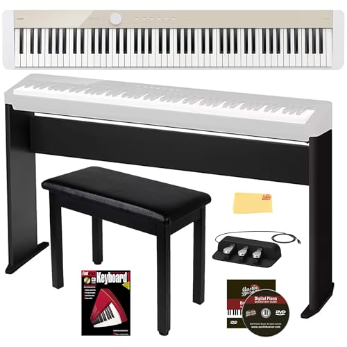 Image of Casio PX-S1100 Privia Digital Piano - Mellow Beige Bundle with CS-68 Stand, Bench, SP-34 Three Pedal Unit, Instructional Book, Austin Bazaar Instructional DVD, and Polishing Cloth