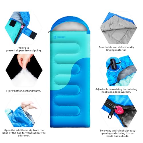 Sleeping Bags for Adults&Kids, Lightweight Waterproof Warm Weather Sleeping Bag, Compact Portable Sleeping Bag for Camping miniatura 3