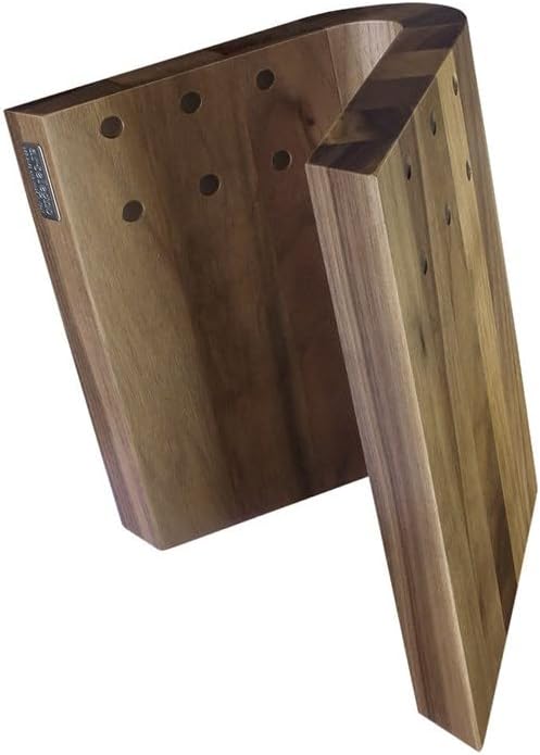 Arte Legno Magnetic Knife Block and Elegant Kitchen Display - Curved Design - Stain Resistant Walnut Wood - Handcrafted in Italy - 10 Knife Capacity