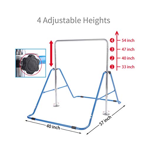 Gymnastics Bar for Kids, Folding Gymnastics Training Bar with Adjustable Height, Junior Expandable Horizontal Monkey Bar