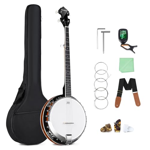 Asmuse Banjo 5 String with 24 Brackets, Full Size 38 Inch Banjo Guitar Closed Solid Back Banjolele...