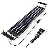🐠 Dimming Timer】+- 9 Helligkeitsstufen. 2 Beleuchtungsmodi: blau + weiß oder einzelnes blaues Licht. 3 Timerlängen: 3 Stunden / 9 Stunden / 12 Stunden. Richtige Beleuchtung fördert das Wachstum von Wasserpflanzen und Fischen.
