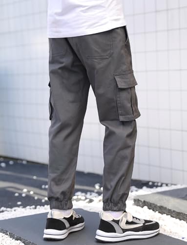 AUBIG Boys Cargo Joggers Pants Elastic Waist Casual Jogging Trousers Bottom for Kids Hiking School Sweatpants 5-16 Years2