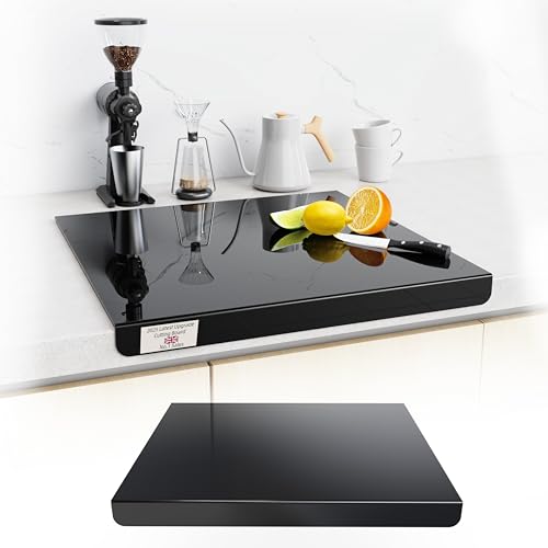 Acrylic Cutting Board, Chopping Board Glass Kitchen Board Transparent, Kitchen Cutting Board Desktop Cutter with Stop Edge, Slip-Resistant (Black, 50X40cm)