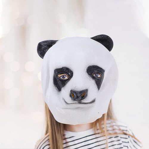 Máscara de panda de látex realista lavable para disfraces de Halloween 5