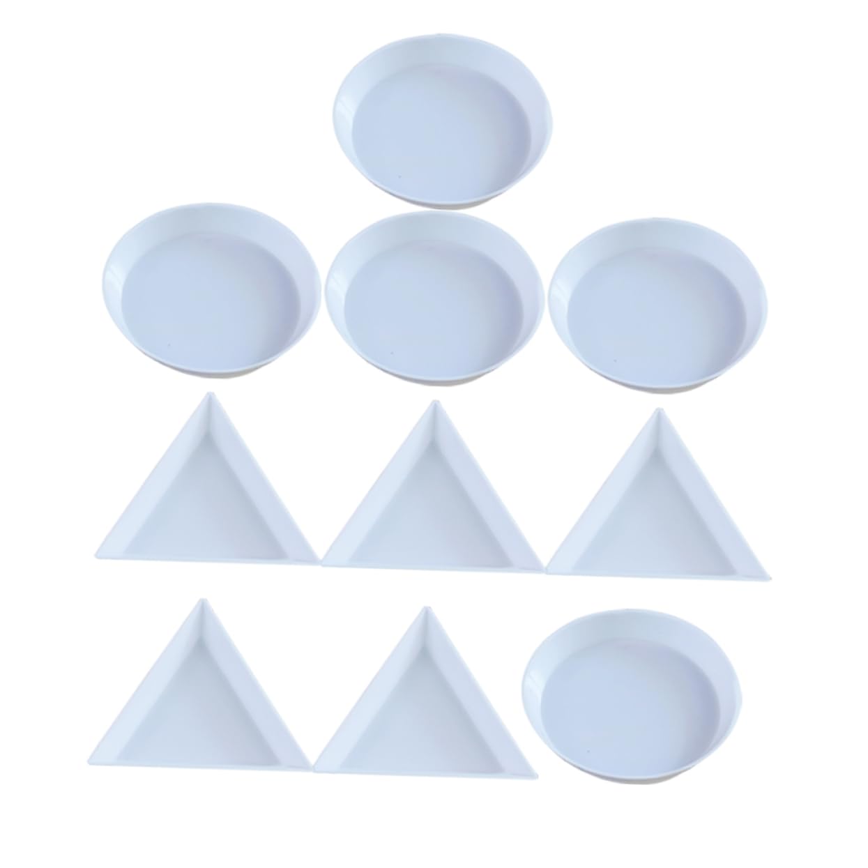 Housoutil 3sets 10pcs Plastic Watercolor Paint Trays Triangle Round for DIY Art Craft Projects Oil Painting for Students and Artists 10pcs*3